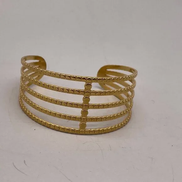 Openwork Cuff Bangle Bracelet Gold Tone Preppy Casual Going Out Evening - Picture 2 of 8